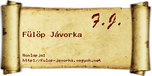 Fülöp Jávorka névjegykártya